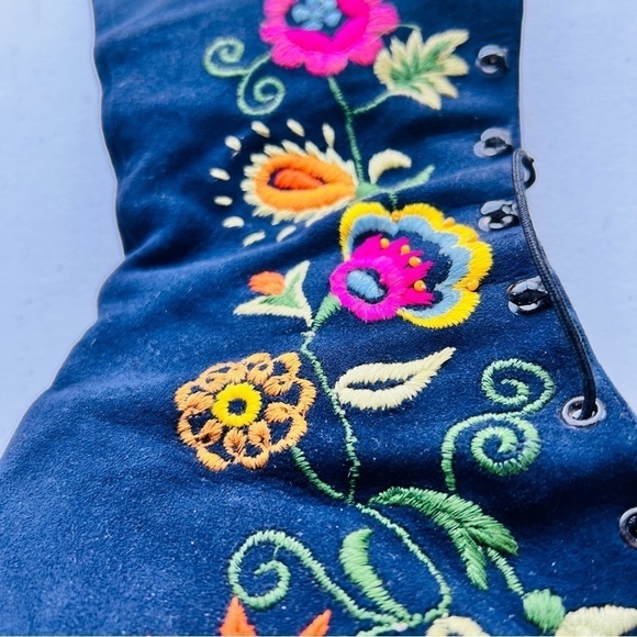 Jerry Edouard Vintage Extremely Rare Floral Beaded  Embroidered High Lace Boots - Picture 5 of 11